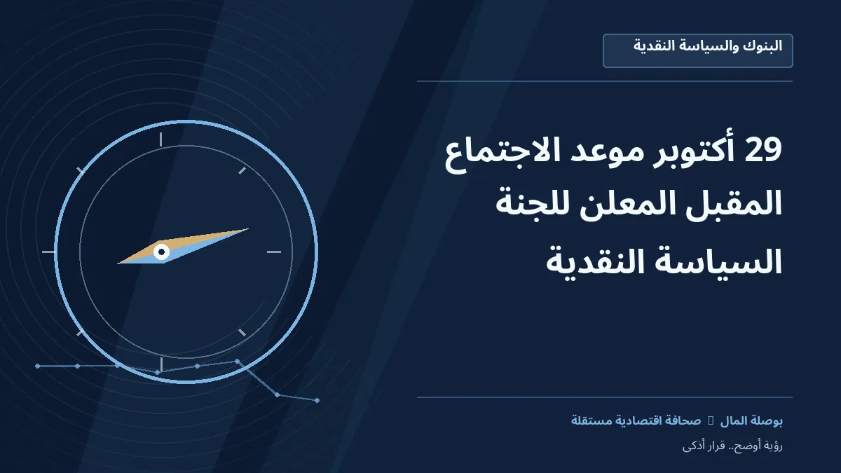 رسم معلوماتي تحريري توضيحي لموضوع 29 أكتوبر موعد الاجتماع المقبل المعلن للجنة السياسة النقدية