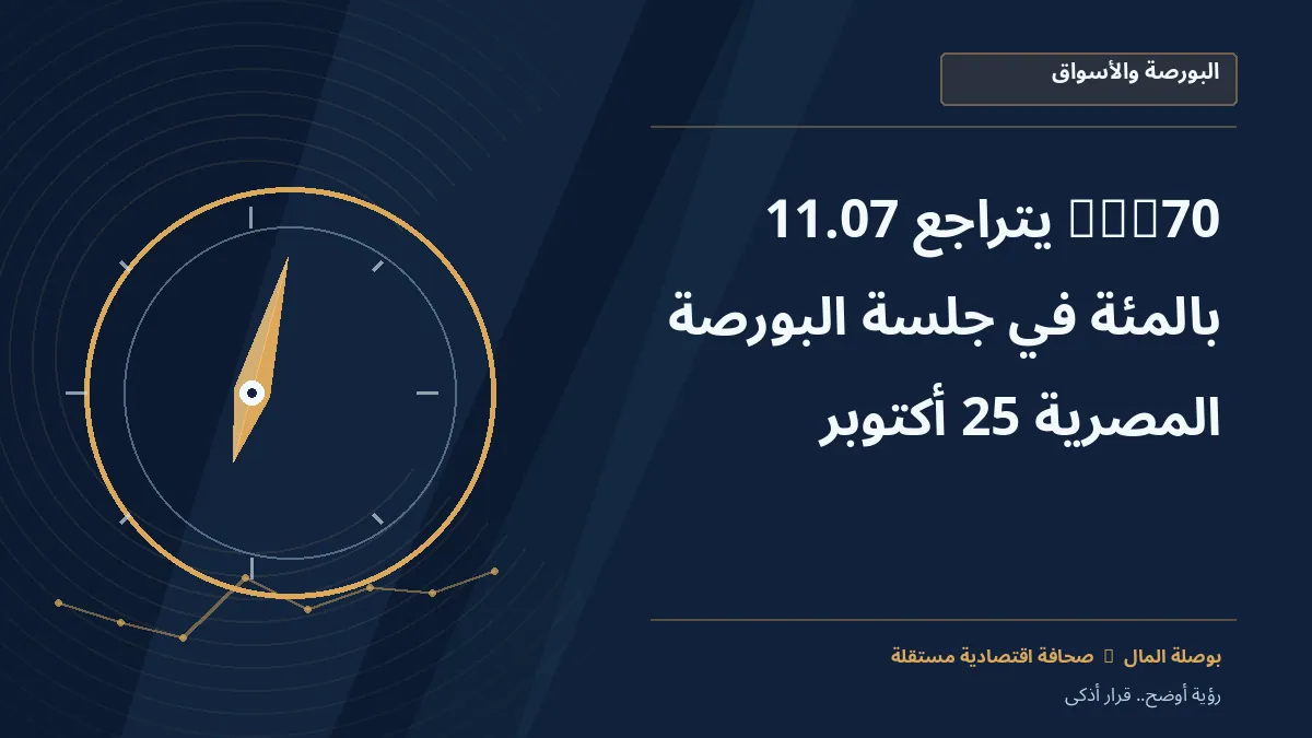 رسم معلوماتي تحريري توضيحي لموضوع EGX70 يتراجع 11.07% في جلسة البورصة المصرية 25 أكتوبر