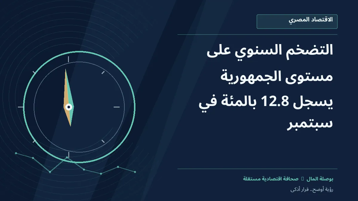 رسم معلوماتي تحريري توضيحي لموضوع التضخم السنوي على مستوى الجمهورية يسجل 12.8% في سبتمبر