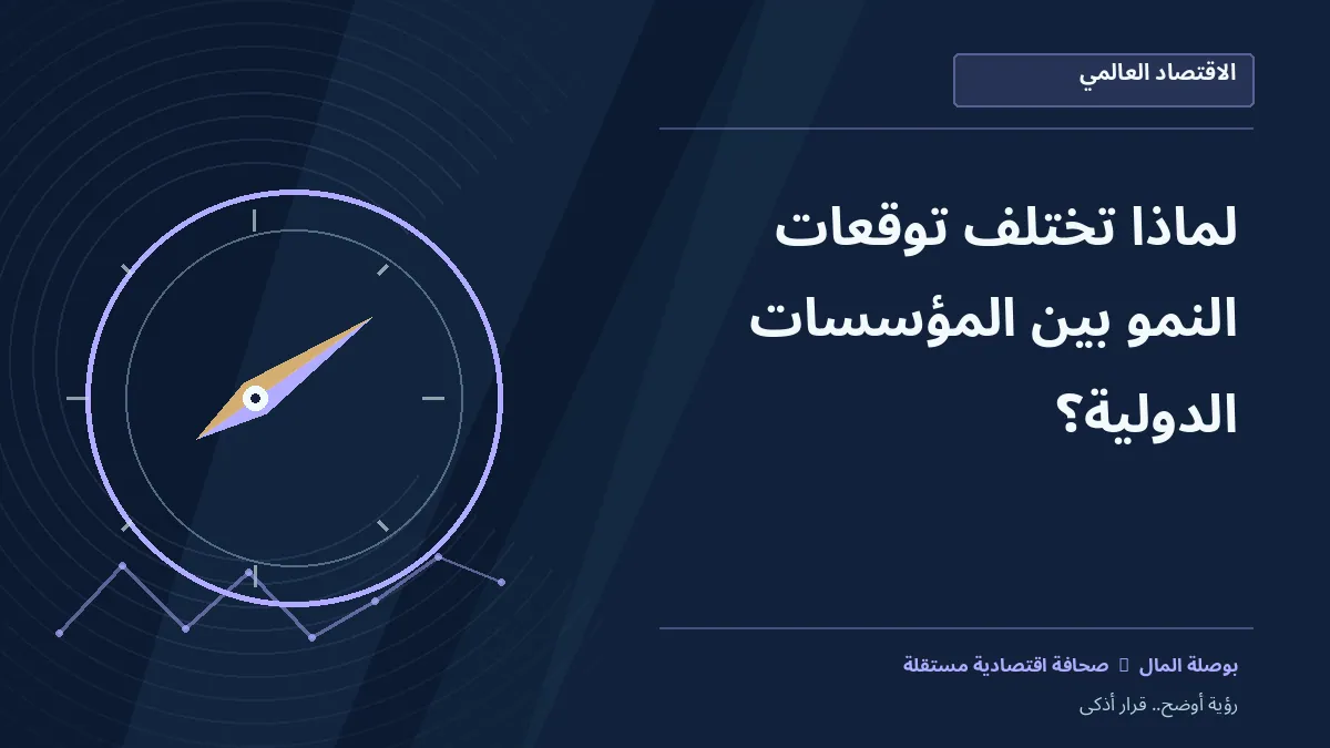 رسم معلوماتي تحريري توضيحي لموضوع لماذا تختلف توقعات النمو بين المؤسسات الدولية؟