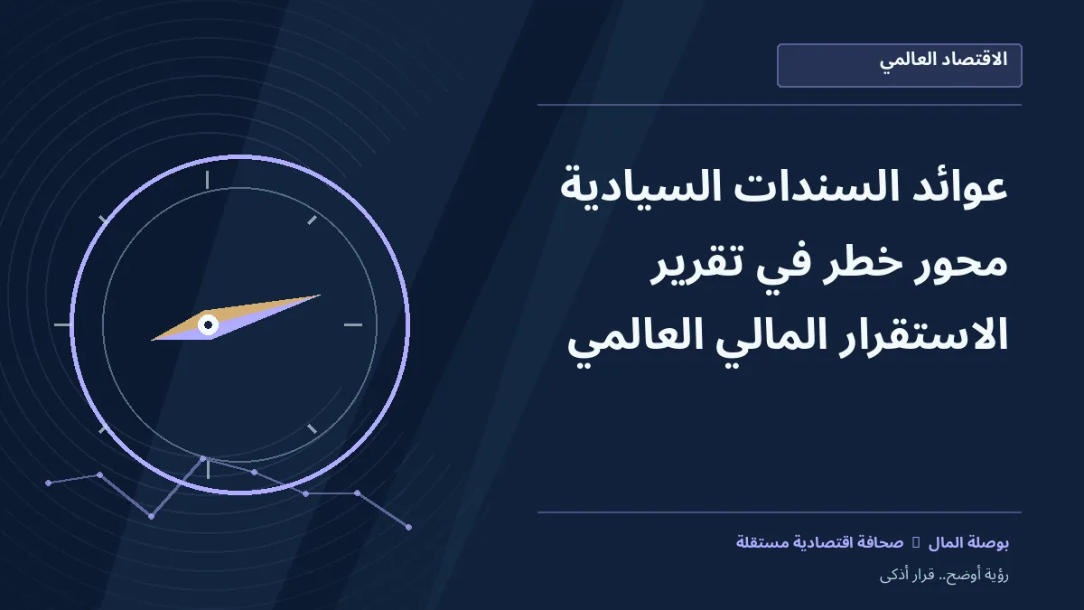 رسم معلوماتي تحريري توضيحي لموضوع عوائد السندات السيادية محور خطر في تقرير الاستقرار المالي العالمي