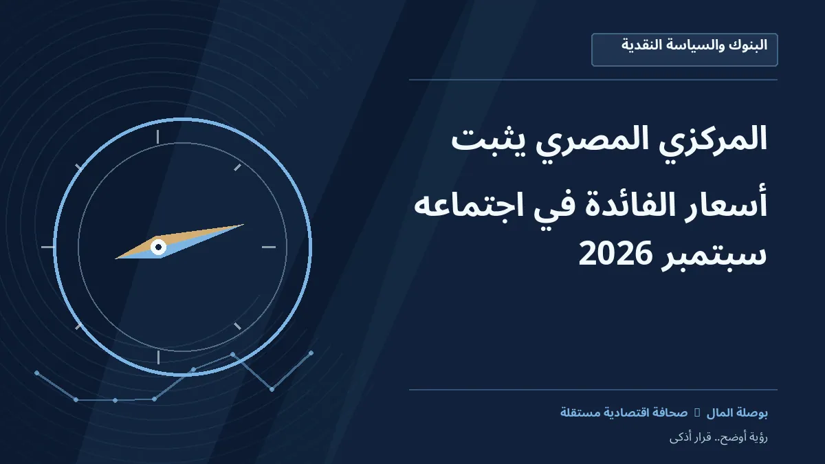 رسم معلوماتي تحريري توضيحي لموضوع المركزي المصري يثبت أسعار الفائدة في اجتماعه سبتمبر 2026