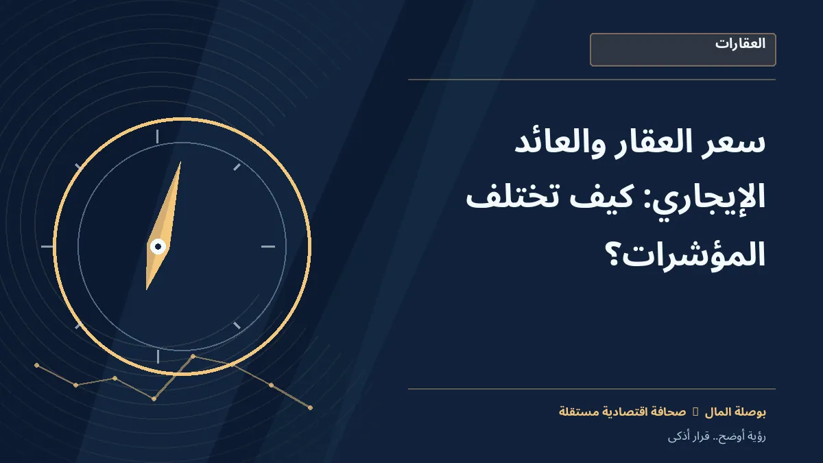 رسم معلوماتي تحريري توضيحي لموضوع سعر العقار والعائد الإيجاري: كيف تختلف المؤشرات؟