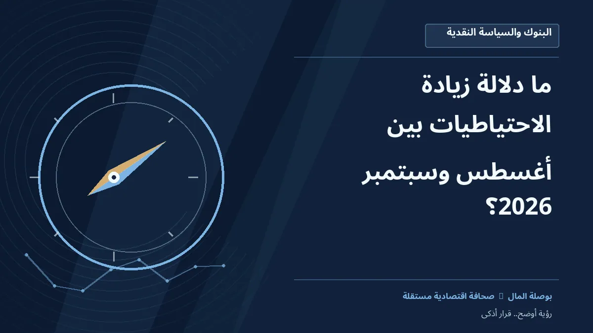 رسم معلوماتي تحريري توضيحي لموضوع ما دلالة زيادة الاحتياطيات بين أغسطس وسبتمبر 2026؟