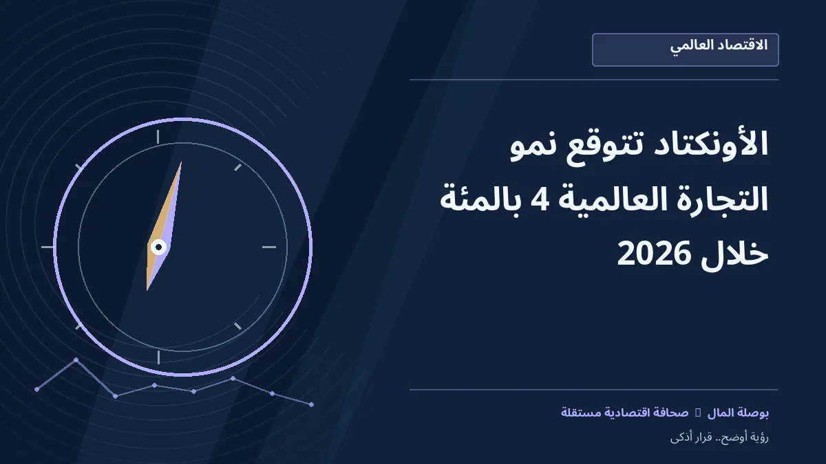 رسم معلوماتي تحريري توضيحي لموضوع الأونكتاد تتوقع نمو التجارة العالمية 4% خلال 2026