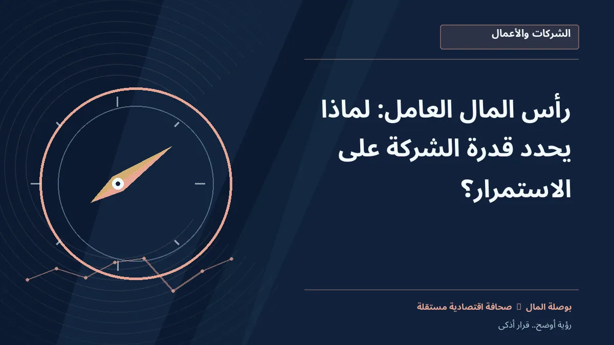 رسم معلوماتي تحريري توضيحي لموضوع رأس المال العامل: لماذا يحدد قدرة الشركة على الاستمرار؟